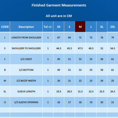 t-shirt regular fit measurement